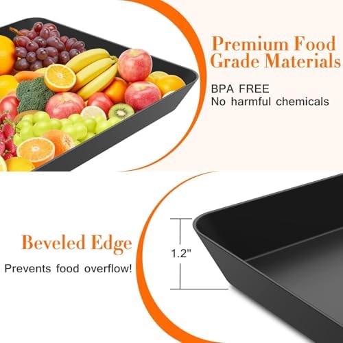 10 pcs Serving Tray for Entertaining, Serving Platters for Snacks, Fruit, Cookies, Dessert, Reusable Plastic, alternate view