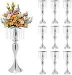 10 PCS Silver Acrylic Vases, Versatile Crystal Wedding Flower Stand, 21.3in Flower Decorative Arrangement