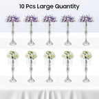 10 PCS Silver Acrylic Vases, Versatile Crystal Wedding Flower Stand, 21.3in Flower Decorative Arrangement, alternate view 4