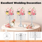 10 PCS Silver Acrylic Vases, Versatile Crystal Wedding Flower Stands, 13.7in Flower Decorative Arrangement, alternate view 4