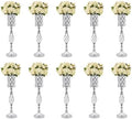 10 Pcs Silver Centerpieces for Wedding Tables, Crystal Flower Stand in Silver