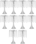 10 Pcs Silver Flower Vase, Wedding Centerpiece with Hanging Crystal, Flower Stand Arrangement for Wedding