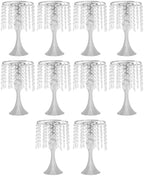 10 Pcs Silver Flower Vase, Wedding Centerpiece with Hanging Crystal, Flower Stand Arrangement for Wedding