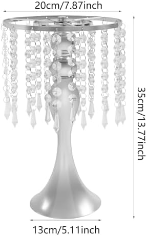 10 Pcs Silver Flower Vase, Wedding Centerpiece with Hanging Crystal, Flower Stand Arrangement for Wedding, alternate view 3