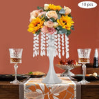 10 Pcs Silver Flower Vase, Wedding Centerpiece with Hanging Crystal, Flower Stand Arrangement for Wedding, alternate view 5