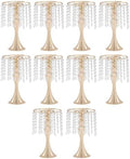 10 Pcs Silver Flower Vase, Wedding Centerpiece with Hanging Crystal, Flower Stand Arrangement for Wedding