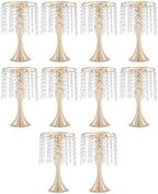 10 Pcs Silver Flower Vase, Wedding Centerpiece with Hanging Crystal, Flower Stand Arrangement for Wedding