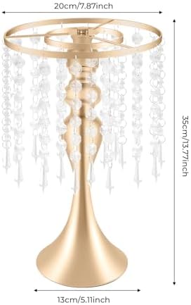 10 Pcs Silver Flower Vase, Wedding Centerpiece with Hanging Crystal, Flower Stand Arrangement for Wedding, alternate view 3