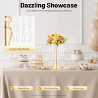 10 Pcs Silver Flower Vase, Wedding Centerpiece with Hanging Crystal, Flower Stand Arrangement for Wedding, alternate view 4