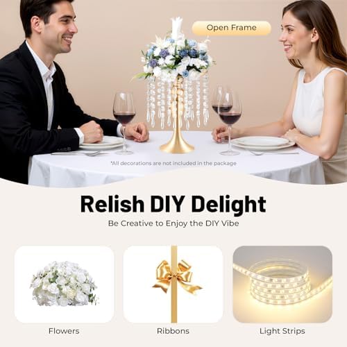 10 Pcs Silver Flower Vase, Wedding Centerpiece with Hanging Crystal, Flower Stand Arrangement for Wedding, alternate view 5