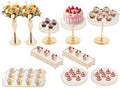 10 Pcs Wedding Cake Stand Set Dessert Table Display Set, Gold Tempered Glass Metal Cupcake Tray Candy Fruit