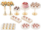 10 Pcs Wedding Cake Stand Set Dessert Table Display Set, Gold Tempered Glass Metal Cupcake Tray Candy Fruit