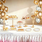 10 Pcs Wedding Cake Stand Set Dessert Table Display Set, Gold Tempered Glass Metal Cupcake Tray Candy Fruit, alternate view 2