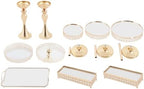 10 Pcs Wedding Cake Stand Set Dessert Table Display Set, Gold Tempered Glass Metal Cupcake Tray Candy Fruit, alternate view 4