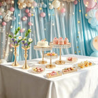 10 Pcs Wedding Cake Stand Set Dessert Table Display Set, Gold Tempered Glass Metal Cupcake Tray Candy Fruit, alternate view 6