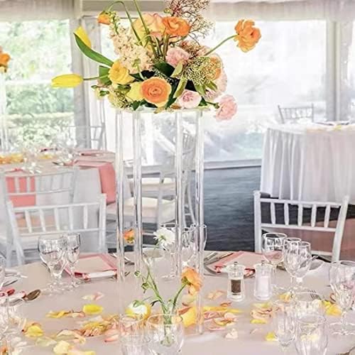 10 Pcs Wedding Centerpieces Acrylic Vases Clear Column Flower Vase Flowers Stand 7.87'' x 7.87'' x 23.6'', alternate view 2