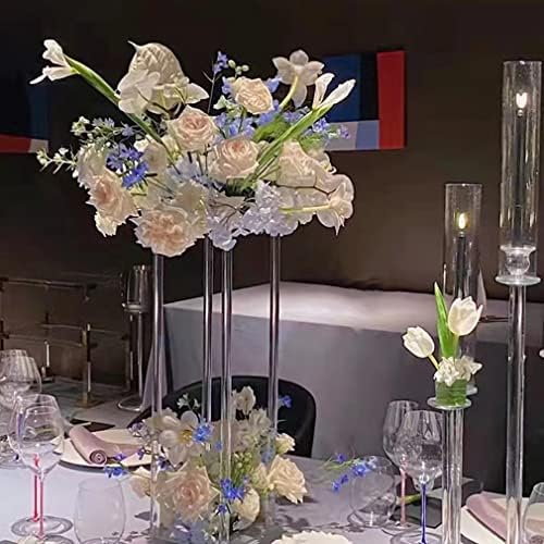 10 Pcs Wedding Centerpieces Acrylic Vases Clear Column Flower Vase Flowers Stand 7.87'' x 7.87'' x 23.6'', alternate view 6