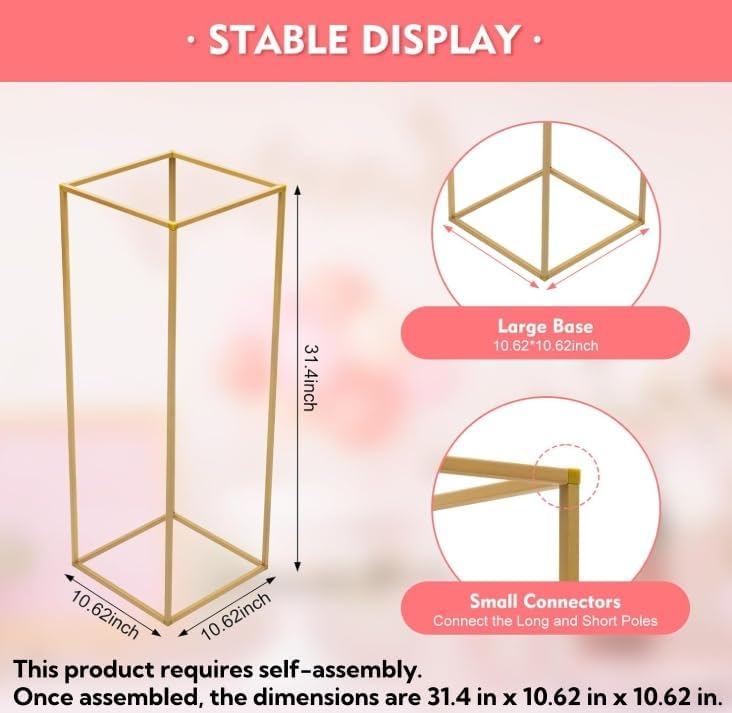 10 Pcs Wedding Centerpieces for Tables, 31.4inch Metal Column Flower Stand, Gold Centerpieces for Table, alternate view 2