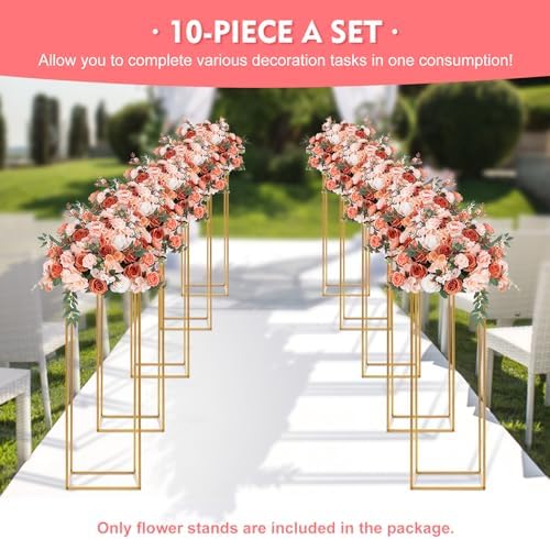 10 Pcs Wedding Centerpieces for Tables, 31.4inch Metal Column Flower Stand, Gold Centerpieces for Table, alternate view 3