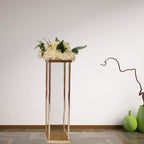 10 Pcs Wedding Flower Stand Metal Vase Stand with Plates Gold Floor Metal Column Gold Rectangular 7.87" x 7.8, alternate view