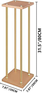 10 Pcs Wedding Flower Stand Metal Vase Stand with Plates Gold Floor Metal Column Gold Rectangular 7.87" x 7.8, alternate view