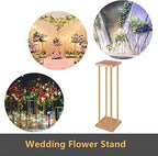10 Pcs Wedding Flower Stand Metal Vase Stand with Plates Gold Floor Metal Column Gold Rectangular 7.87" x 7.8, alternate view