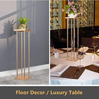 10 Pcs Wedding Flower Stand Metal Vase Stand with Plates Gold Floor Metal Column Gold Rectangular 7.87" x 7.8, alternate view