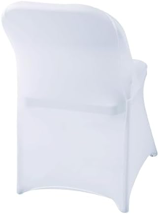 10 Pcs White Folding Chair Cover Washable Removable Universal Fitted Chair Cover Protector for Wedding Party, alternate view