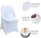 10 Pcs White Folding Chair Cover Washable Removable Universal Fitted Chair Cover Protector for Wedding Party, alternate view