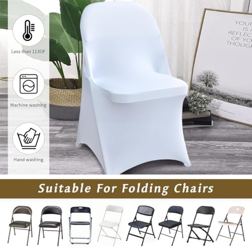 10 Pcs White Folding Chair Cover Washable Removable Universal Fitted Chair Cover Protector for Wedding Party, alternate view