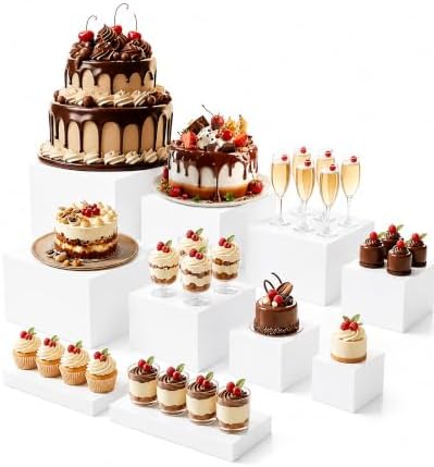 10 Pcs White Square Acrylic Stands for Party & Events in Square-10Pcs(3"4"5"6"7"8"9"9.5"9.5"10")