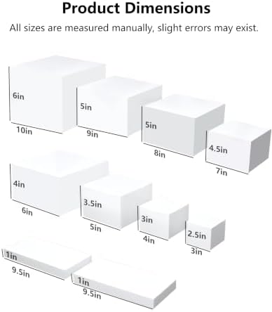 10 Pcs White Square Acrylic Stands for Party & Events in Square-10Pcs(3"4"5"6"7"8"9"9.5"9.5"10"), alternate view 3