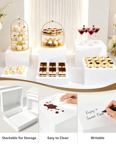 10 Pcs White Square Acrylic Stands for Party & Events in Square-10Pcs(3"4"5"6"7"8"9"9.5"9.5"10"), alternate view 5