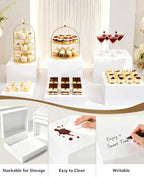 10 Pcs White Square Acrylic Stands for Party & Events in Square-10Pcs(3"4"5"6"7"8"9"9.5"9.5"10"), alternate view 5