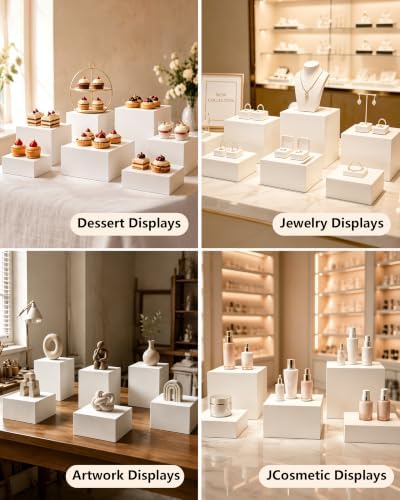 10 Pcs White Square Acrylic Stands for Party & Events in Square-10Pcs(3"4"5"6"7"8"9"9.5"9.5"10"), alternate view 6