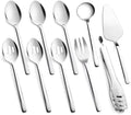 10 piece Large Hostess Serving Utensils Set,18/10 Stainless Steel in Silver