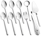 10 piece Large Hostess Serving Utensils Set,18/10 Stainless Steel in Silver