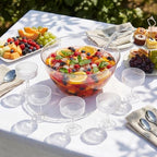 10 Piece Plastic Punch Bowl with Ladle and Detachable Cups Set, 12.4”w x 6”h Punch Bowls for Wedding, Birthday, alternate
