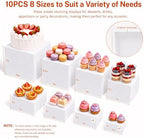 10-Piece White Acrylic Buffet Risers with Signs for Dessert Table in White, alternate view 4