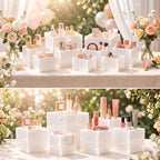 10-Piece White Acrylic Buffet Risers with Signs for Dessert Table in White, alternate view 5