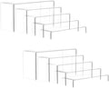 10 Pieces 2 Set (7”L~8”L~9”L) Large Display Risers, 4" Wide Clear Rectangular Stand Shelf for Showcase