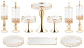 10 Pieces Cake Stands, Dessert Table Display Set, Crystal Cake Display Stand with Rectangular & Round Trays Cake