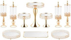 10 Pieces Cake Stands, Dessert Table Display Set, Crystal Cake Display Stand with Rectangular & Round Trays Cake