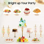 10 Pieces Cake Stands, Dessert Table Display Set, Crystal Cake Display Stand with Rectangular & Round Trays Cake, alternate