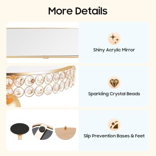 10 Pieces Cake Stands, Dessert Table Display Set, Crystal Cake Display Stand with Rectangular & Round Trays Cake, alternate
