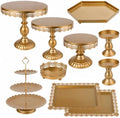 10 Pieces Gold Dessert Table Display Set, Metal Cake Stand Set with Lace Edge Pedestal, Cupcake Stands and Treat