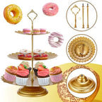 10 Pieces Gold Dessert Table Display Set, Metal Cake Stand Set with Lace Edge Pedestal, Cupcake Stands and Treat, alternate