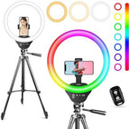 10‘’ Ring Light with Stand, 50" Phone Tripod with Wireless Remote
