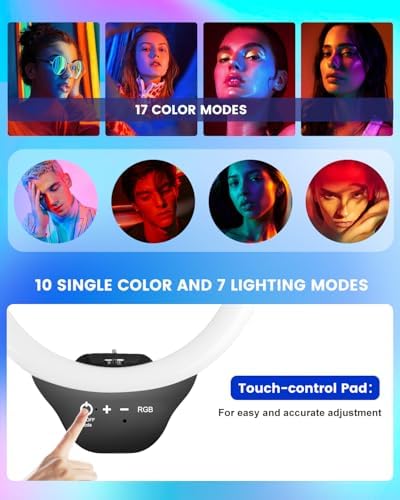 10‘’ Ring Light with Stand, 50" Phone Tripod with Wireless Remote, alternate view 4