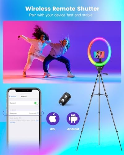 10‘’ Ring Light with Stand, 50" Phone Tripod with Wireless Remote, alternate view 5